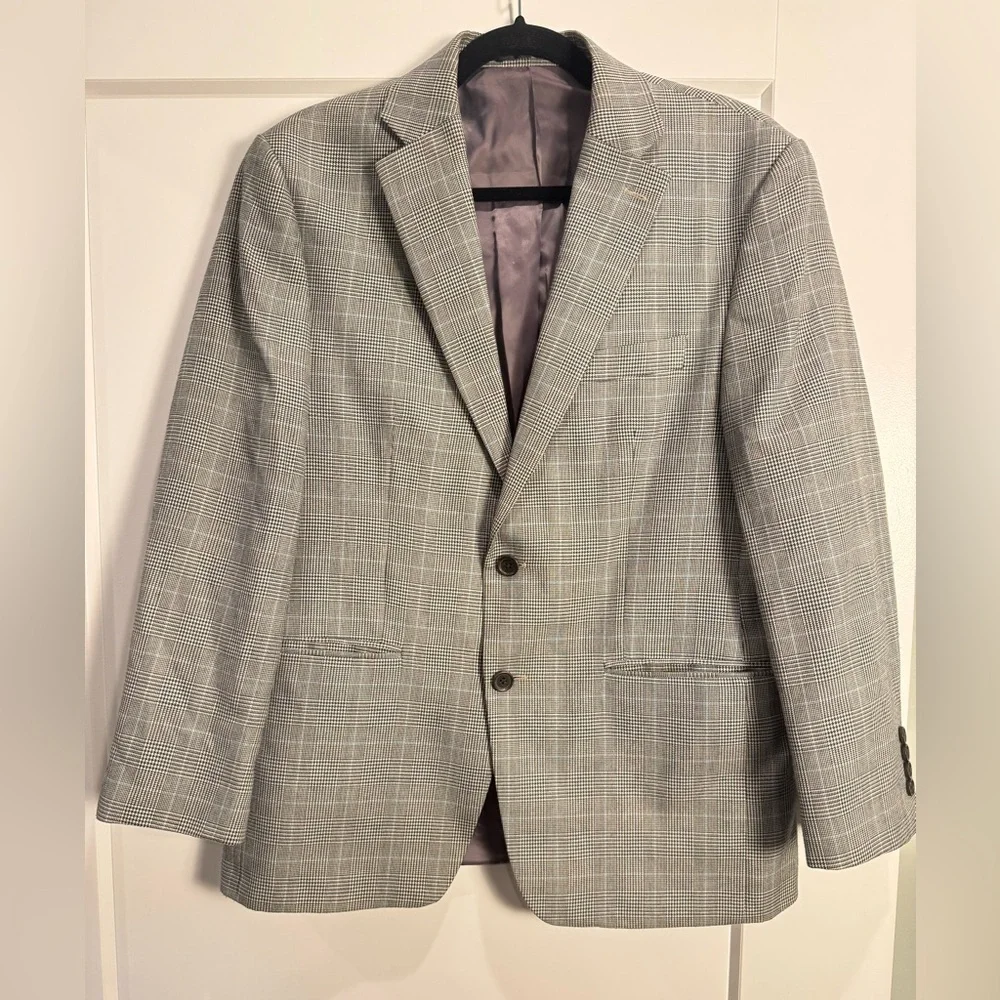RALPH LAUREN HOUDSTOOTH PLAID SPORT COAT JACKET black blue 40S